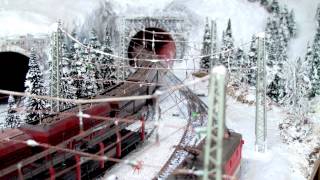 Winter Aufnahmen SBB BLS SNCF locos with ESU Sound Märklin Modelleisenbahn Anlage [upl. by Fleisig]