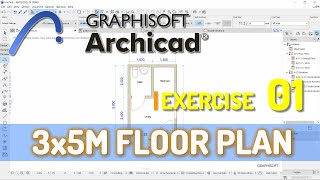 Archicad Exercise 01 2D Floor Plan Tutorial [upl. by Levison626]