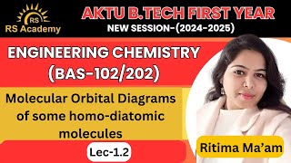 Molecular Orbital Diagrams of some homodiatomic molecules  EnggChemistry  L12 ByRitima Maam [upl. by Ecargyram]