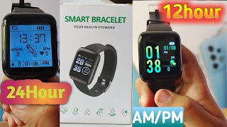 Change Time format 24h to 12h smart bracelet watch how to change military time to ampm [upl. by Chiquia]