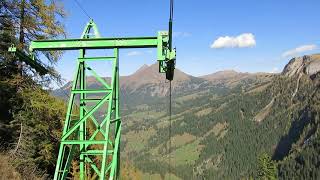 Alp Feissenberg Talfahrt  Lauenen bei Gstaad  private Seilbahn  private cablecar Switzerland [upl. by Yerffej]