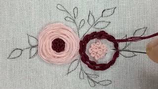 Woven rose embroidery design  unique flower embroidery tutorial  how to embroider  thread work [upl. by Yanahc]