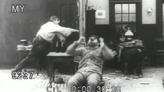 1916 Vintage Silent Pie Fight with Charlie Chaplin [upl. by Eirok]