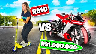 PATINETE DE R 1 vs R 100 vs R 1000 DE REAIS [upl. by Leroj]