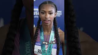 Masai Russell after breaking the US Olympic Trials 100mH Meet Record trackandfield olympic [upl. by Mooney]