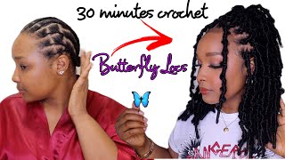 🦋30 mins Crochet Install Butterfly Locs Crotchet  Toyotress [upl. by Temp]