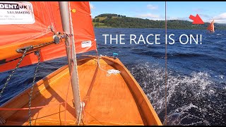 Racing another Mirror dinghy in Enormous waves at Lake Bala with a jury rigged rudder [upl. by Tamer]