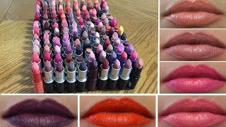 MAC Lipstick Collection  127 LIP SWATCHES TRY ON [upl. by Arihsak]