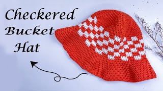 Crochet Checkered Bucket Hat Tutorial  Pattern Inspired by chendadiy [upl. by Nylyrehc]