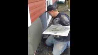 Scratch Coat ICF foundation Parging Stucco [upl. by Amandi405]