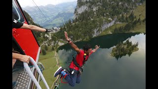 Bungy Jump from a Cable Car in the Swiss Alps [upl. by Beverle202]