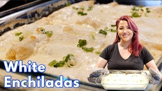 How to make THE BEST CREAMY Chicken Enchiladas Encremadas Recipe  Views on the road Enchiladas [upl. by Amihsat]