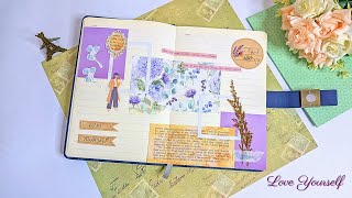 Decorated Journal Pages  Purple Journal Diary Ideas  Plan With Me \ Aklima Crafts And Journals [upl. by Nimajnab]