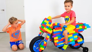 Vlad and Niki Ride on Toy Sportbike amp play with toys  Funny stories for kids [upl. by Asiat]