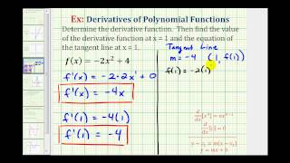 Ex Find the Equation of a Tangent Line to a Quadratic Function at a Given value of x [upl. by Rance376]