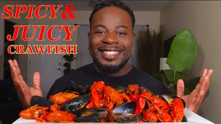 SPICY SEAFOOD BOIL  LOUISIANA CRAWFISH MUKBANG  A Lot Of Sucking amp Smacking [upl. by Eekcaj]