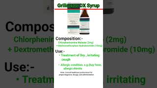 shotr 💊🌡️medicaleducation Grilinctus DX Syrup [upl. by Cire]