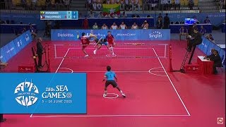 Sepaktakraw Mens Doubles Finals Day 10  28th SEA Games Singapore 2015 [upl. by Mayram]