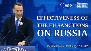 Radosław Sikorski Effectiveness of the EU sanctions on Russia 17102023 Strasbourg [upl. by Burwell]