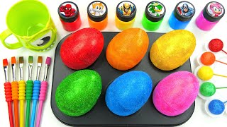 Oddly Satisfying Video  How i Make Glitter EGGS From MampMs Candy amp Cutting ASMR [upl. by Lunna750]