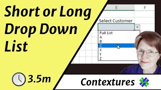 Select Short or Long Drop Down List in Excel [upl. by Oijimer]