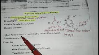 Thiopentone sodiumgeneral anestheticIUPAC NameUsesStabilityBarbituricD PharmPharma Chemistry [upl. by Servais202]