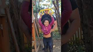 Eli and Ava doing assisted pullups familychannel familyvlog familyworkout [upl. by Eanrahc]