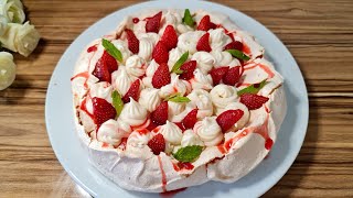 ÇİLEK MEVSİMİNDEYKEN BU PASTAYI MUTLAKA YAPIN👌😋😋😋 PAVLOVA PASTA NASIL YAPILIR keşfet pavlova [upl. by Joey]