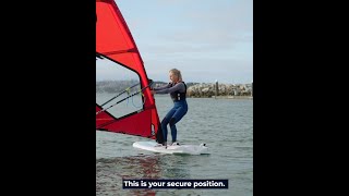 Learn to Windsurf Secure Position  The Basic Safety Position While Learning Windsurfing shorts [upl. by Ignatz]