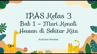 IPAS Kelas 3 SD  Bab 1 Mari Kenali Hewan di Sekitar Kita  Kurikulum Merdeka [upl. by Elok980]