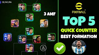 Top 5 Quick Counter Best Formations In eFootball 2024 Mobile  4132 formation efootball 2024 [upl. by Zurciram941]