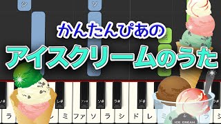 アイスクリームの唄（うた） 簡単ピアノ レベル★☆☆☆☆ 入門〜初級 [upl. by Eelarual591]