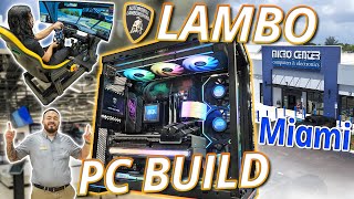 Let’s Build a Lamborghini Racing PC In The New Micro Center Miami Store [upl. by Airamzul]