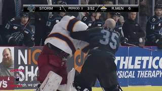 Peoria Rivermen and Quad City Storm goaltenders fight [upl. by Meunier]