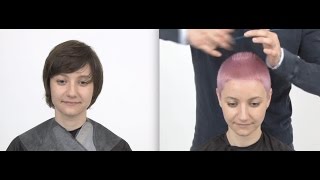 Buzzed Haircut  Short Hair Girl Pink Pixie Cut [upl. by Claudie]