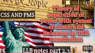 theory of separation of powers with the system of checks and balance in USALLB part 23CSS PMS [upl. by Orsola]