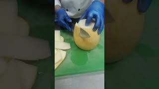 Melon cutting skills melon cuttingskills youtube [upl. by Anialed]