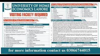 University of Home Economics Lahore Latest Jobs 2024jobinformationpk [upl. by Enimassej]