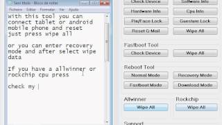 Software to Hard Reset Allwinner amp Rockchip and all other  Chinese Tablet Android Tool [upl. by Nonnahs]