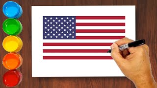 Drawing USA flag step by step  The American Flag  United State of America [upl. by Claiborn]