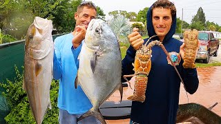 The MOST MASSIVE School Of Permit Ive EVER SEEN  Lobster Permit Amberjack Catch and Cook [upl. by Sharyl590]