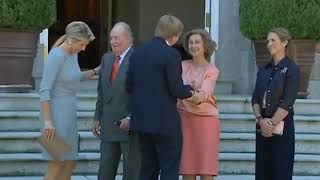 King WillemAlexander and Queen Maxima visited King Juan Carlos and Queen Sofia at Zarzuela palace [upl. by Aetnahc936]