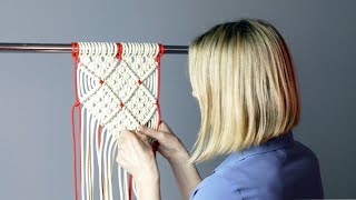 DIY Macramé Diamond Mesh Pattern for Wall Hanging  Home Decor [upl. by Ellimahs]