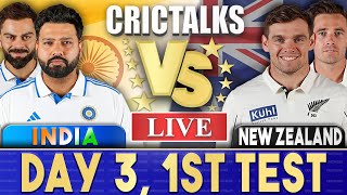 Live IND Vs NZ Day 3  1st Test  Live Scores amp Commentary  India vs New Zealand  Last 10 [upl. by Ecneret609]