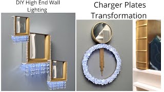 High End Dollar Tree DIY Wall Sconces Using Charger Plates  DIY Wall Decor [upl. by Marilee12]