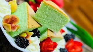 Coconut Pandan Sponge Cake Cotton Sponge Cake Banh Bong Lan Dua La Dua [upl. by Whalen]