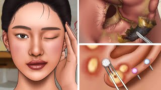 ASMR Care Animation Eye Stone Removal Salivary Gland Stones blackheads  Tata ASMR [upl. by Cown455]