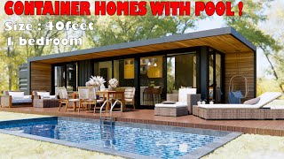 40ft shipping container house with swimming pool  Small house fully furnished with modern furniture [upl. by Adnohsak]