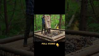 Building a natural dugout shelter Roof bushcraftimprovisation bushcraft [upl. by Ahsaek]