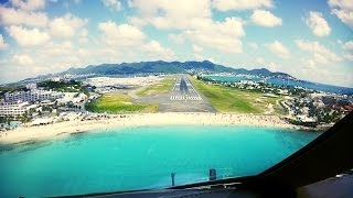 Cockpit Landing at StMaarten SXM Netherlands Antilles Pilots View [upl. by Enos]